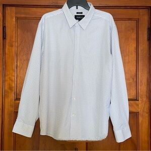 Kenneth Cole Awearness Slim Fit Dress Shirt XL White Blue Micro Dot Button Up